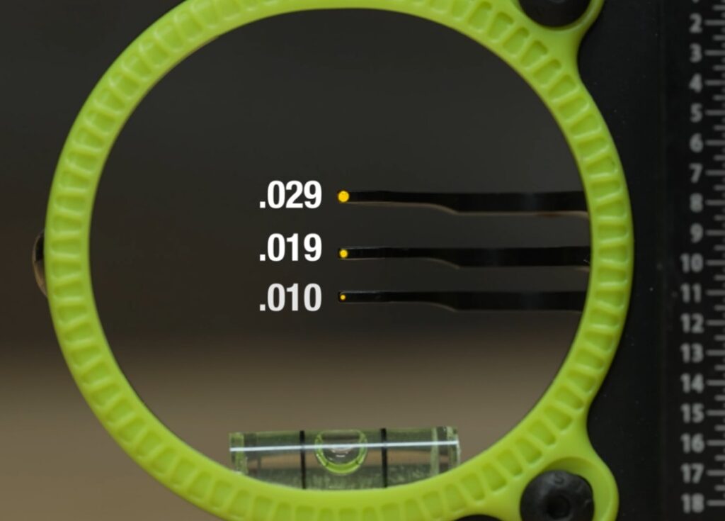 pin sizes on a bow sight