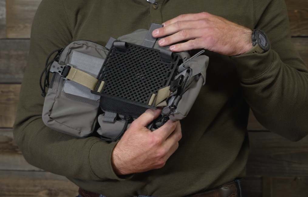 Backside of the Guardian Chest Plate with a Stone Glacier Bino Pack 
